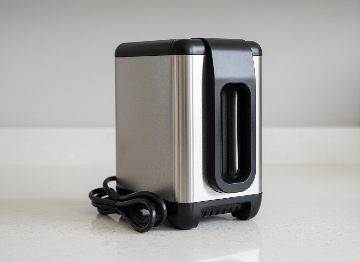 A generic deep-fill sandwich toastie maker standing upright on a worktop